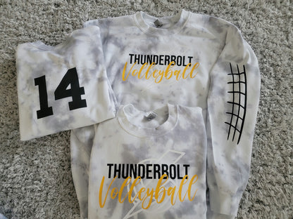Thunderbolt Volleyball Tie-Dye Crewneck